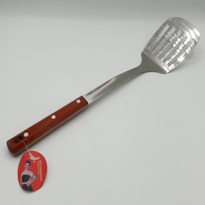 Лопатка из нержавеющей стали с прорезями с деревянной ручкой - AH-L-D (240шт)