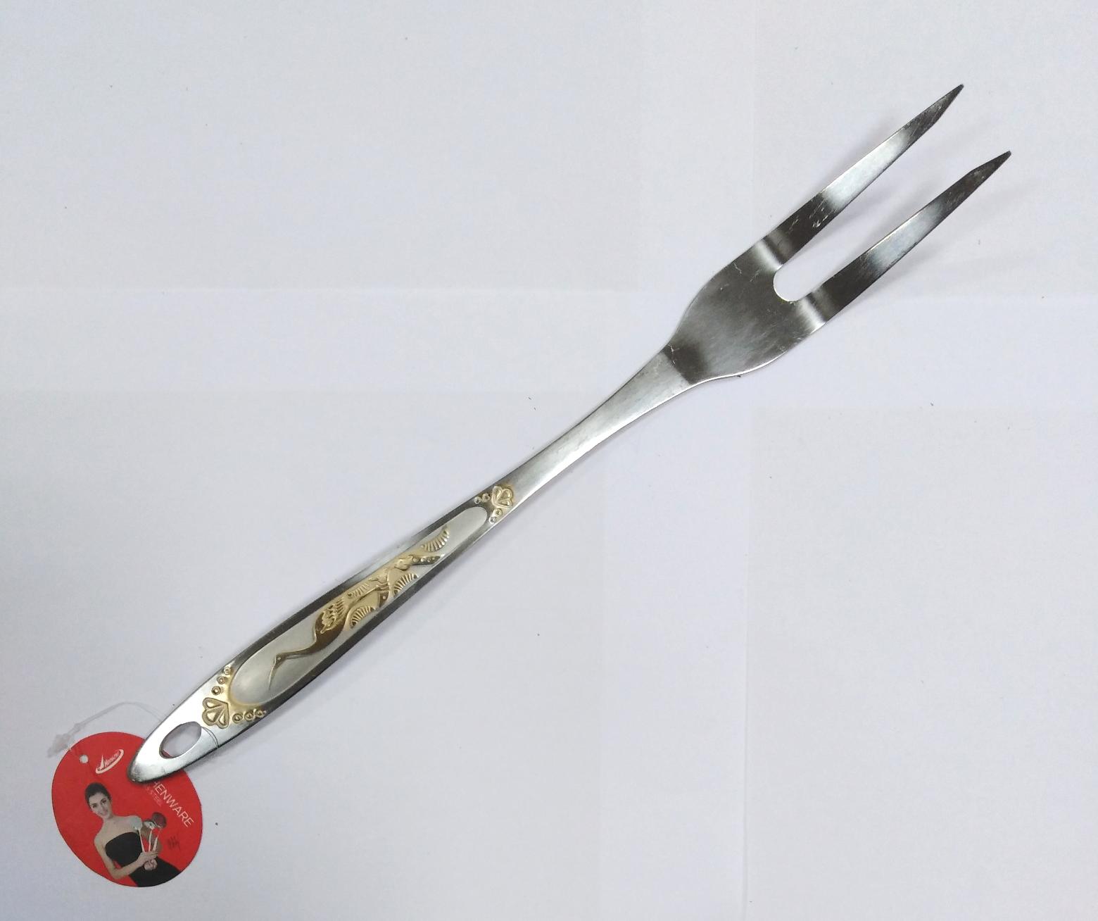 Вилка кухонная  с  длинной ручкой и с рисунком (журавль) - LV-62
