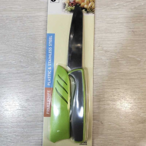 Нож кухонный с силиконовой ручкой с чехлом - 62052